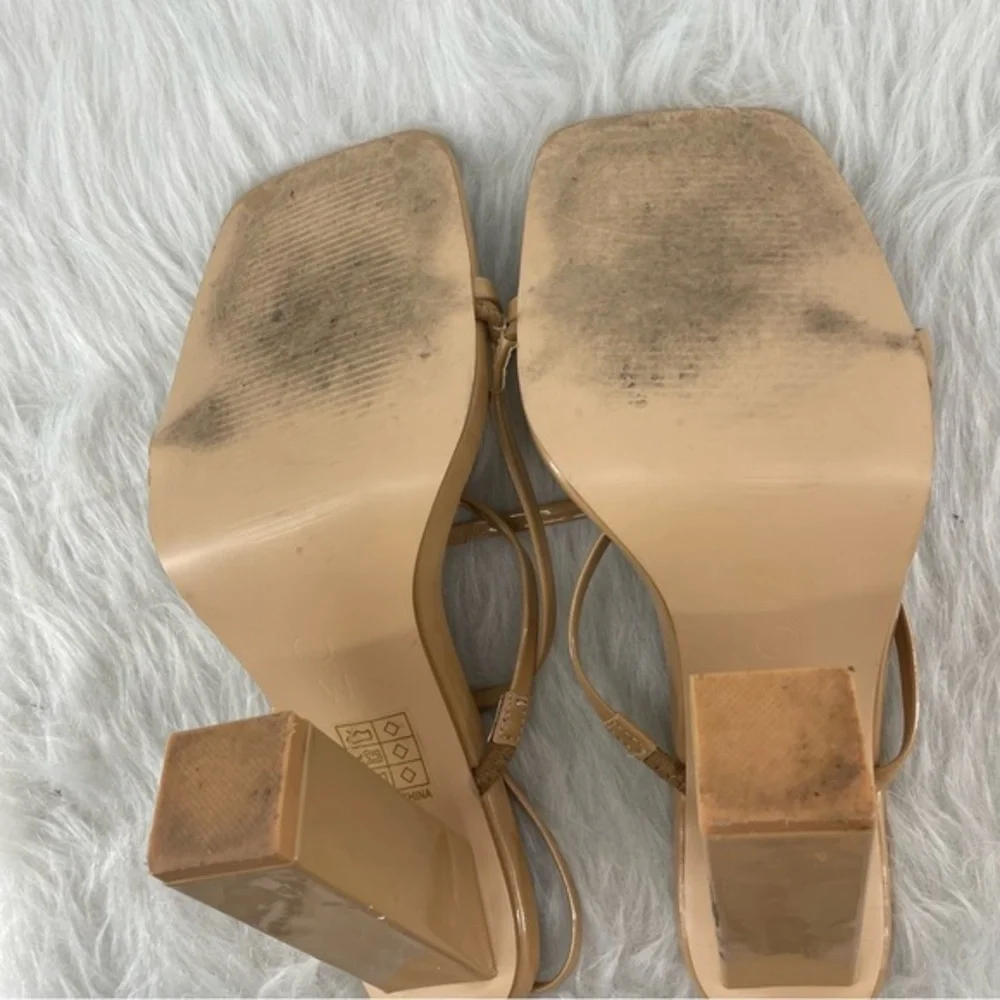 Public Desire Halley Nude Strap Heels patent leather Sz UK 6 US 8‎